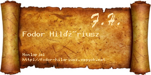 Fodor Hiláriusz névjegykártya